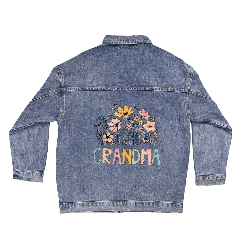 Personalized Grandma Oversized Women's DTG Denim Jacket