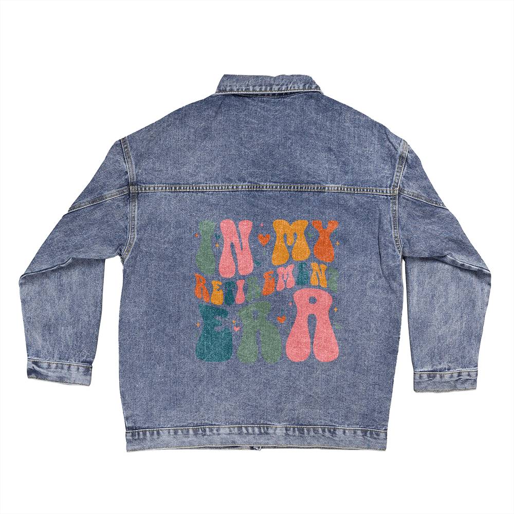 Personalized In My Retirement Era Oversized Women's DTG Denim Jacket