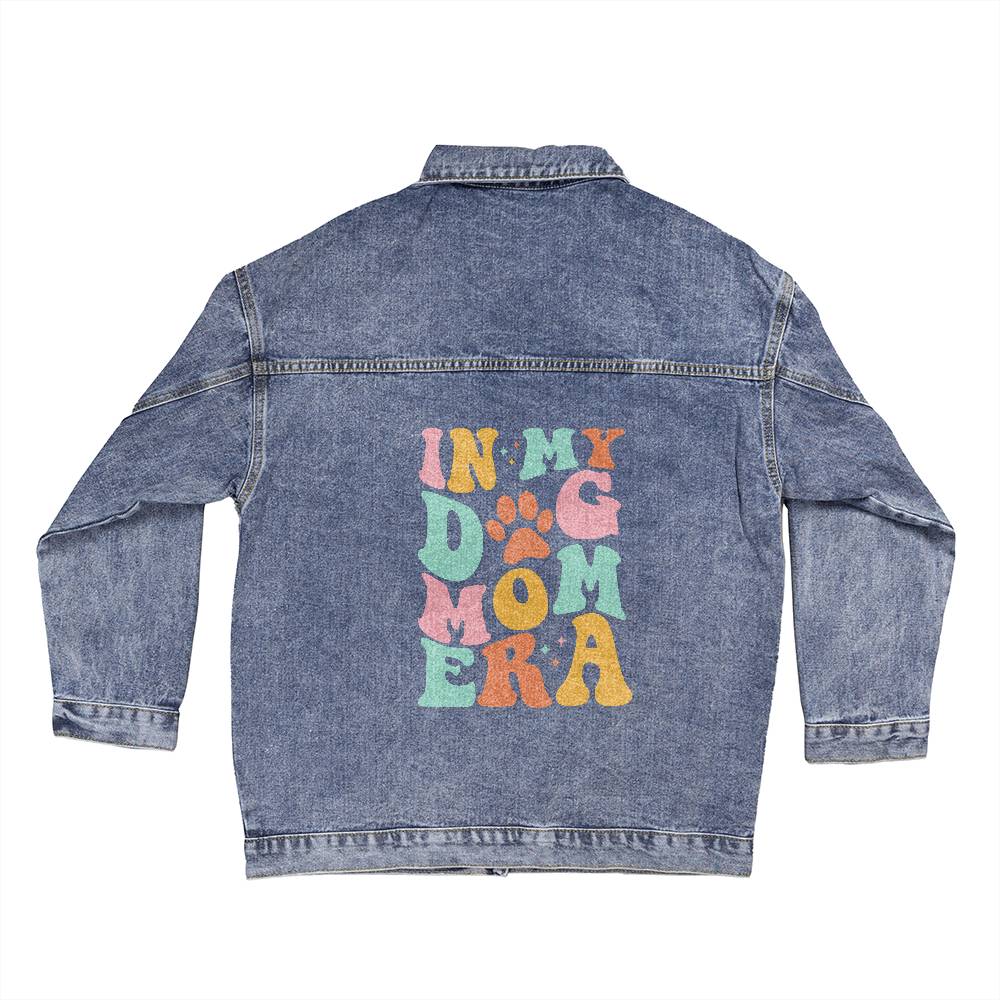 In My Dog Mom Era Oversized Women's DTG Denim Jacket