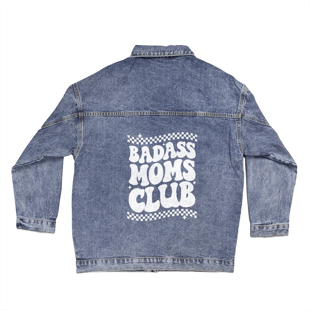 Bad Ass Moms Club Oversized Women's DTG Denim Jacket,