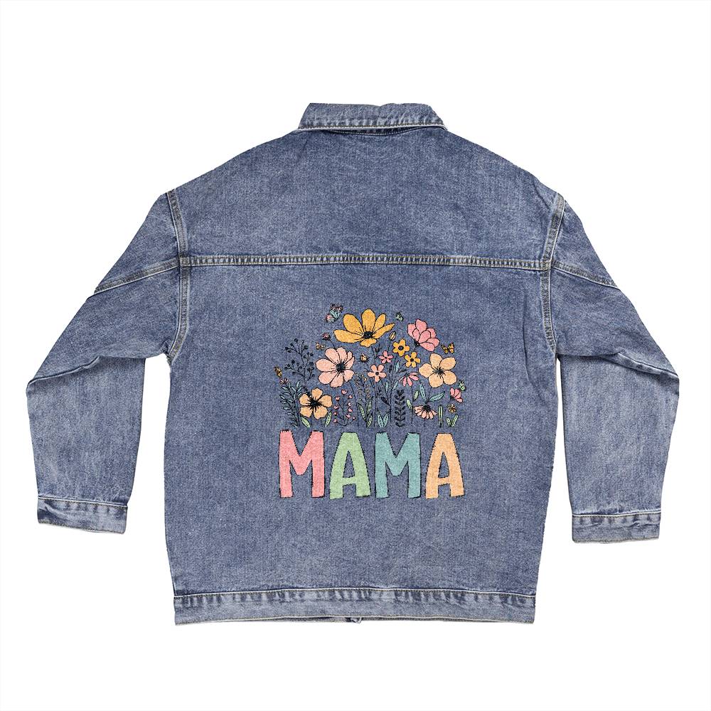 Personalized Mama Oversized Women's DTG Denim Jacket