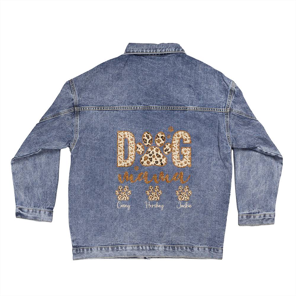 Personalized Dog Mama Oversized Women's DTG Denim Jacket