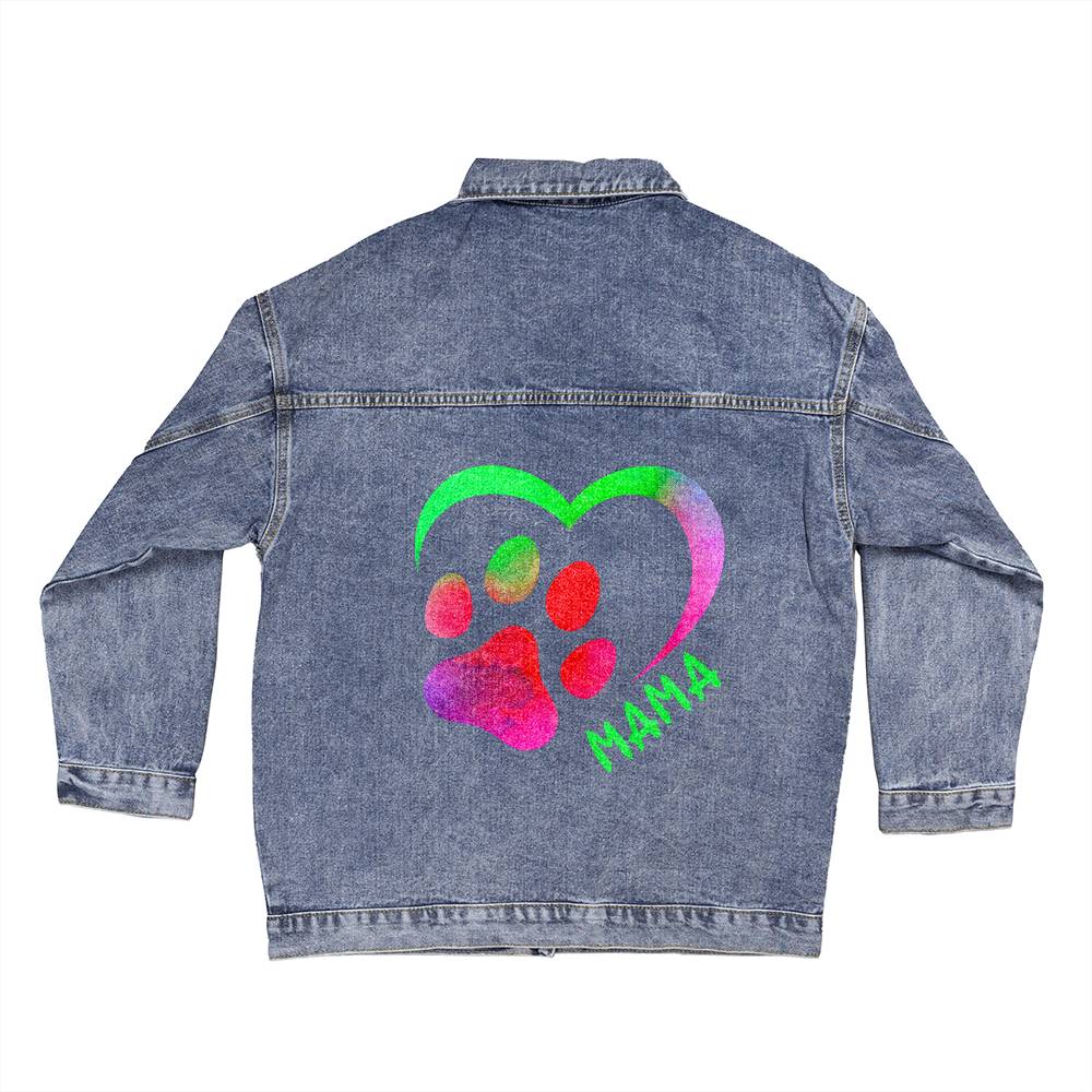 Pesonalized Pet Mama Oversized Women's DTG Denim Jacket