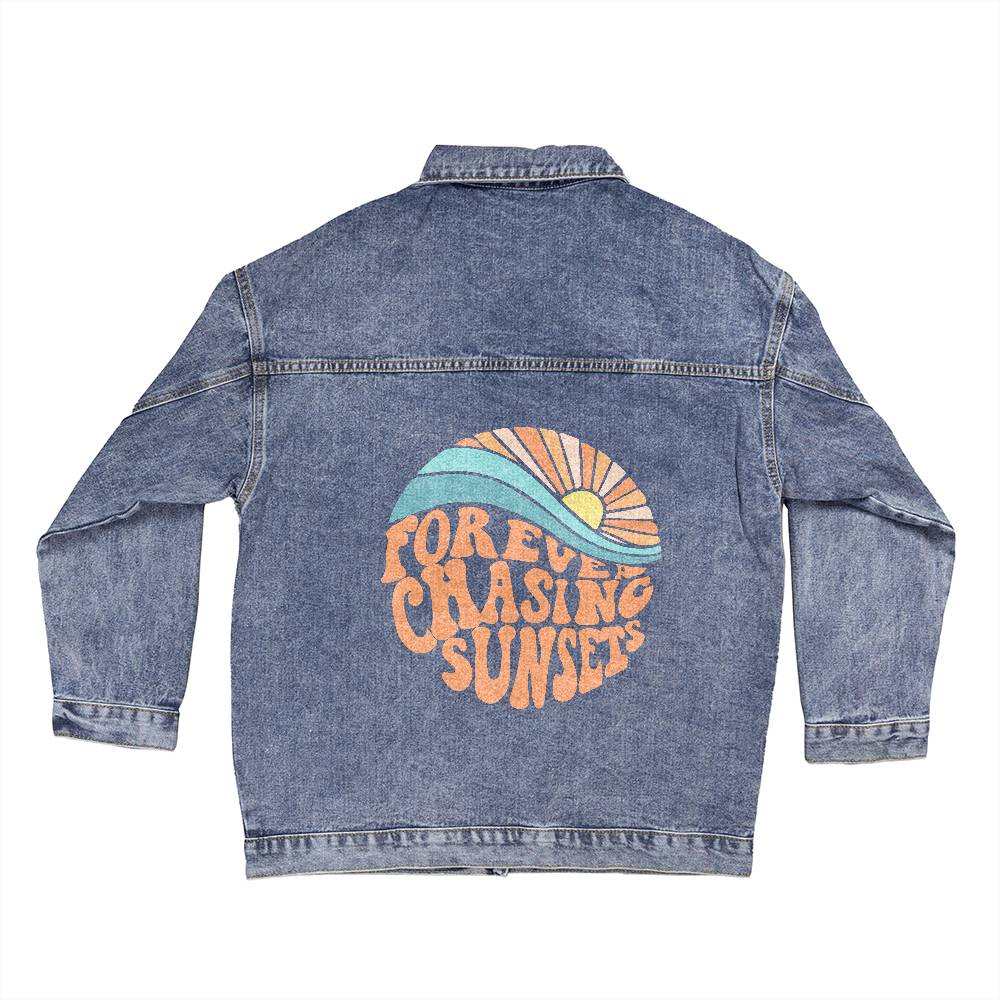 Forever Chasing Sunsets Oversized Women's DTG Denim Jacket