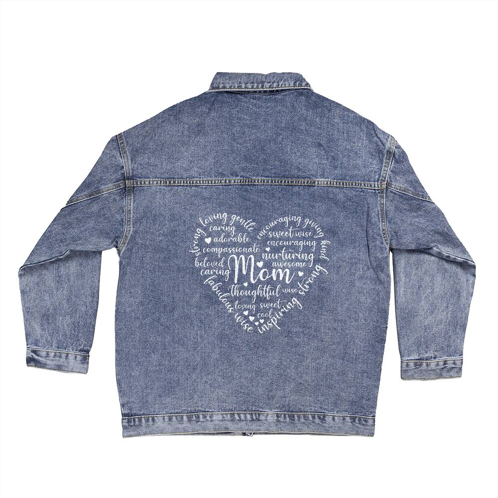 Mom Heart Oversized Women's DTG Denim Jacket