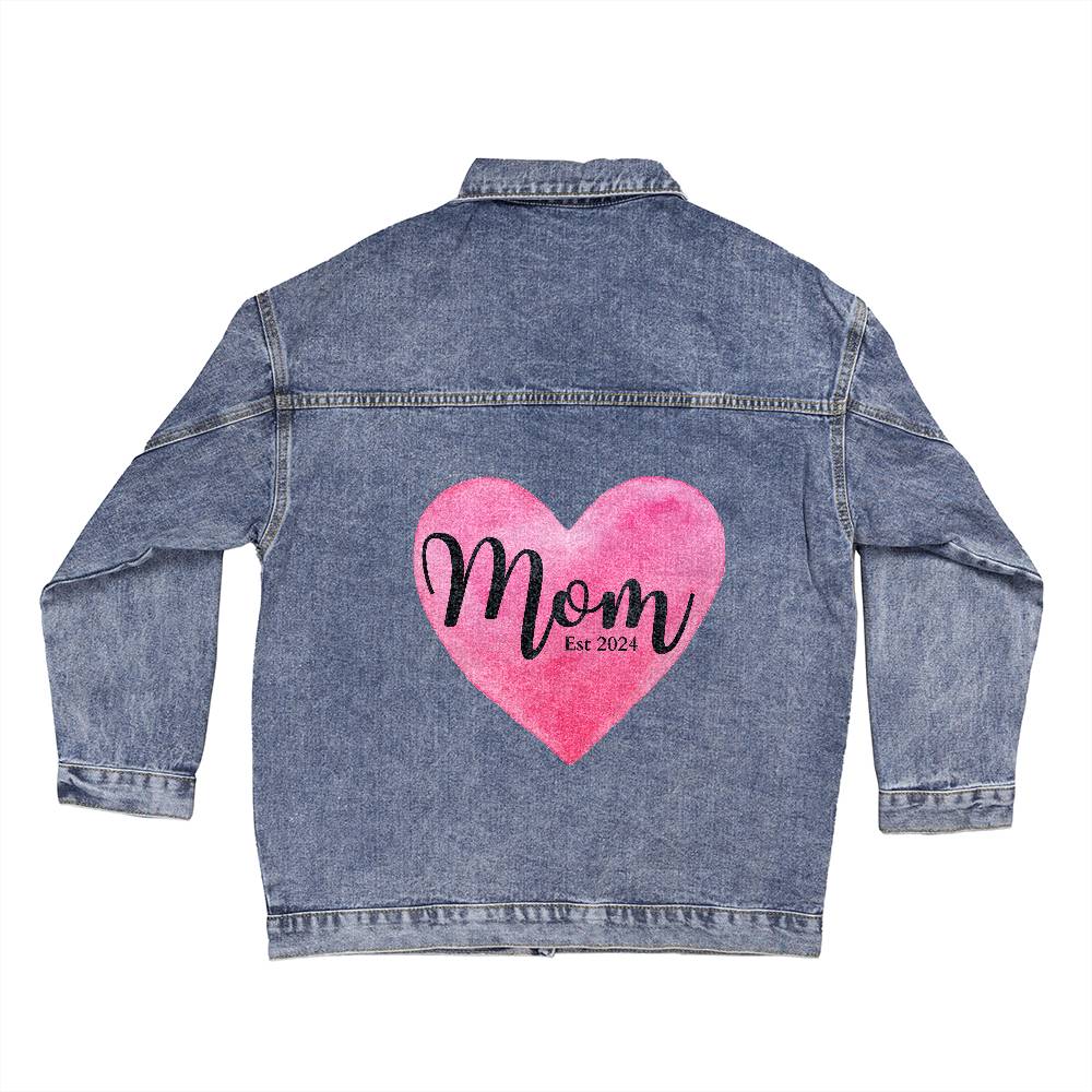 Mom Est 2024 Oversized Women's DTG Denim Jacket