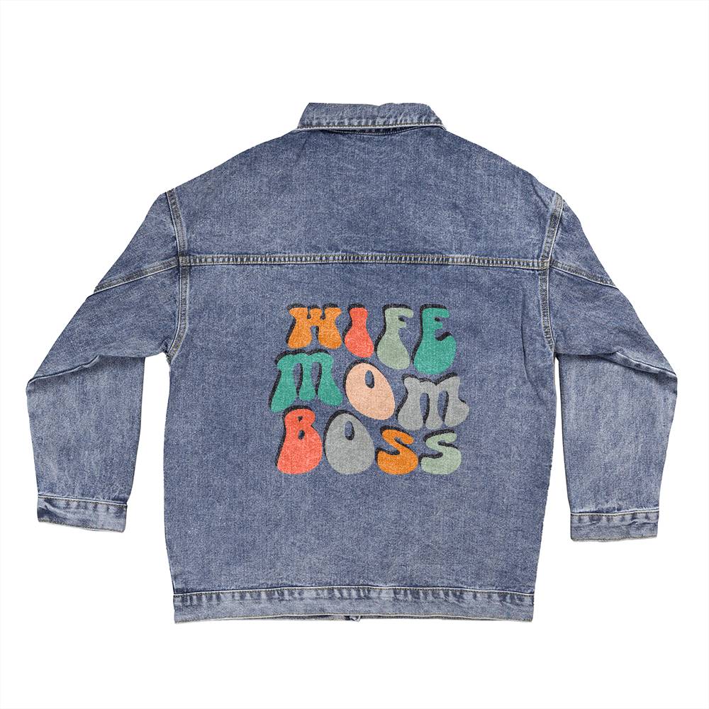 Wife Mom Boss Oversized Women's DTG Denim Jacket