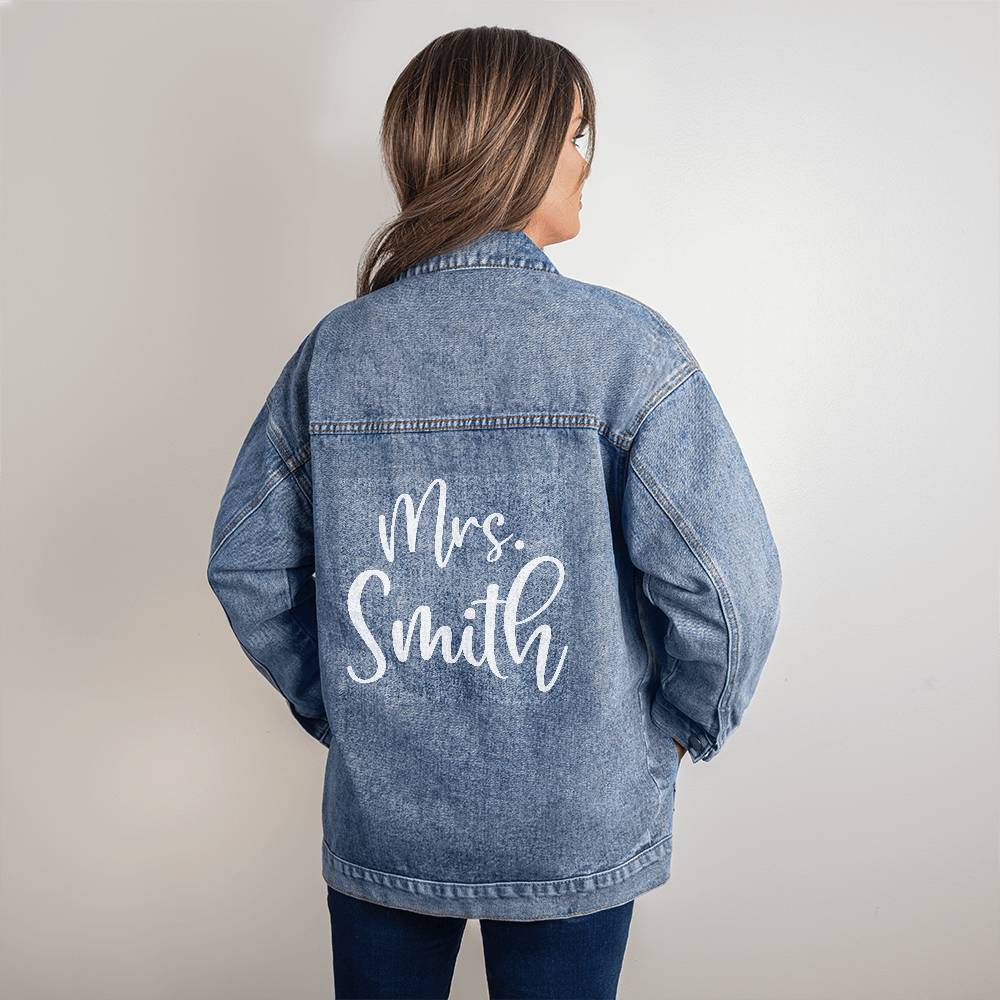 Personalized Oversized Women's DTG Denim Jacket with Name