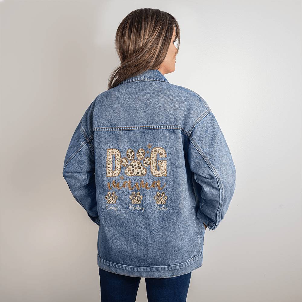 Personalized Dog Mama Oversized Women's DTG Denim Jacket