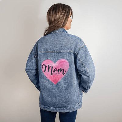 Mom Est 2024 Oversized Women's DTG Denim Jacket