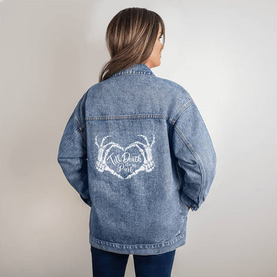 Personalized Till Death Do Us Part Oversized Women's DTG Denim Jacket