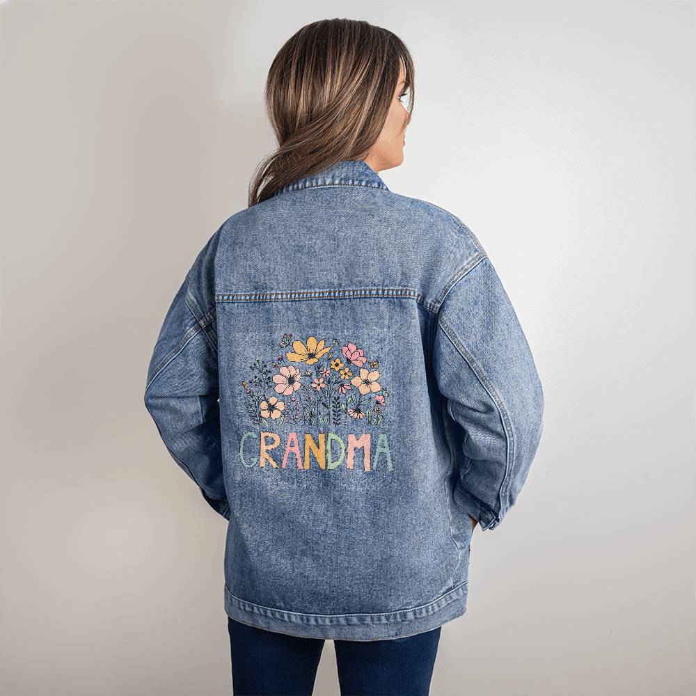 Personalized Grandma Oversized Women's DTG Denim Jacket