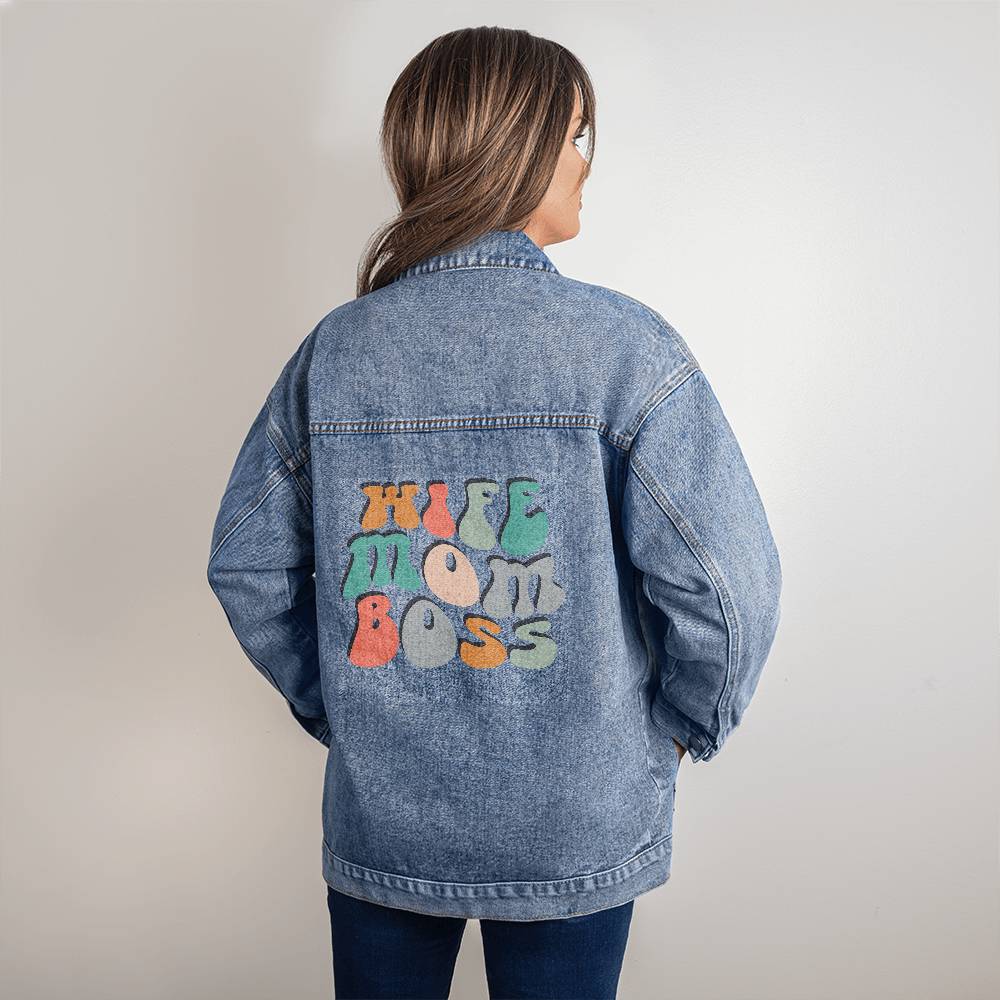 Wife Mom Boss Oversized Women's DTG Denim Jacket