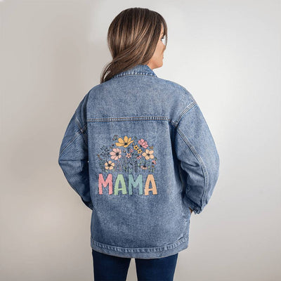 Personalized Mama Oversized Women's DTG Denim Jacket