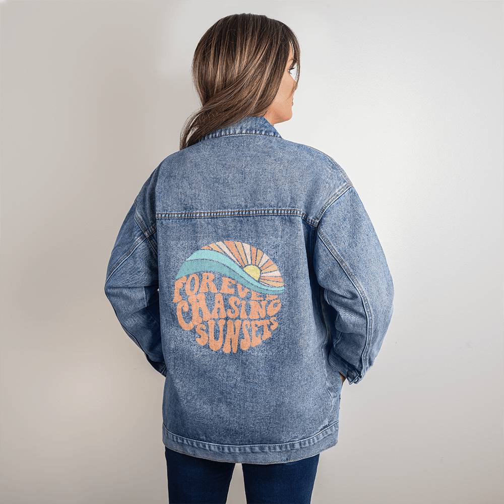 Forever Chasing Sunsets Oversized Women's DTG Denim Jacket