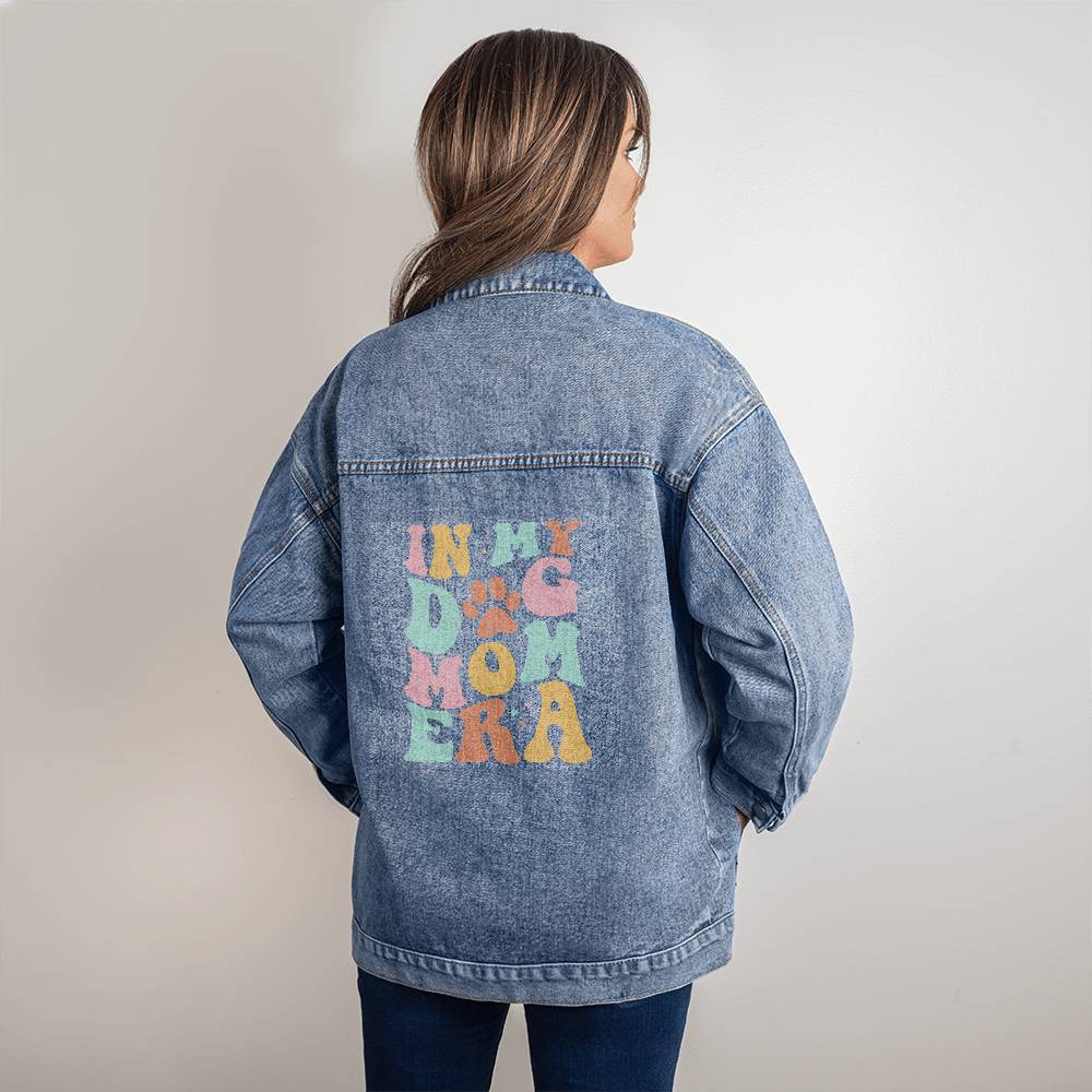 In My Dog Mom Era Oversized Women's DTG Denim Jacket