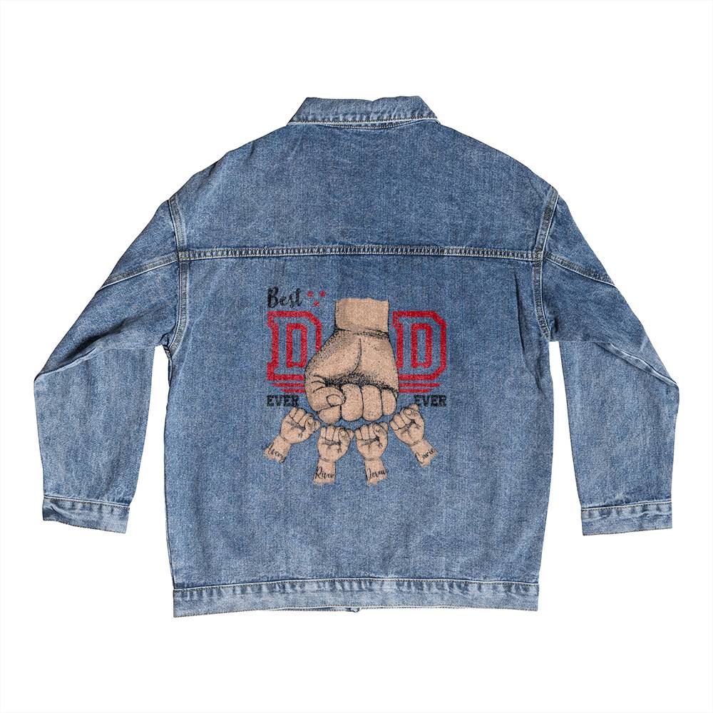 Custom Best Dad Ever Fist Bump Men's DTG Denim Jacket