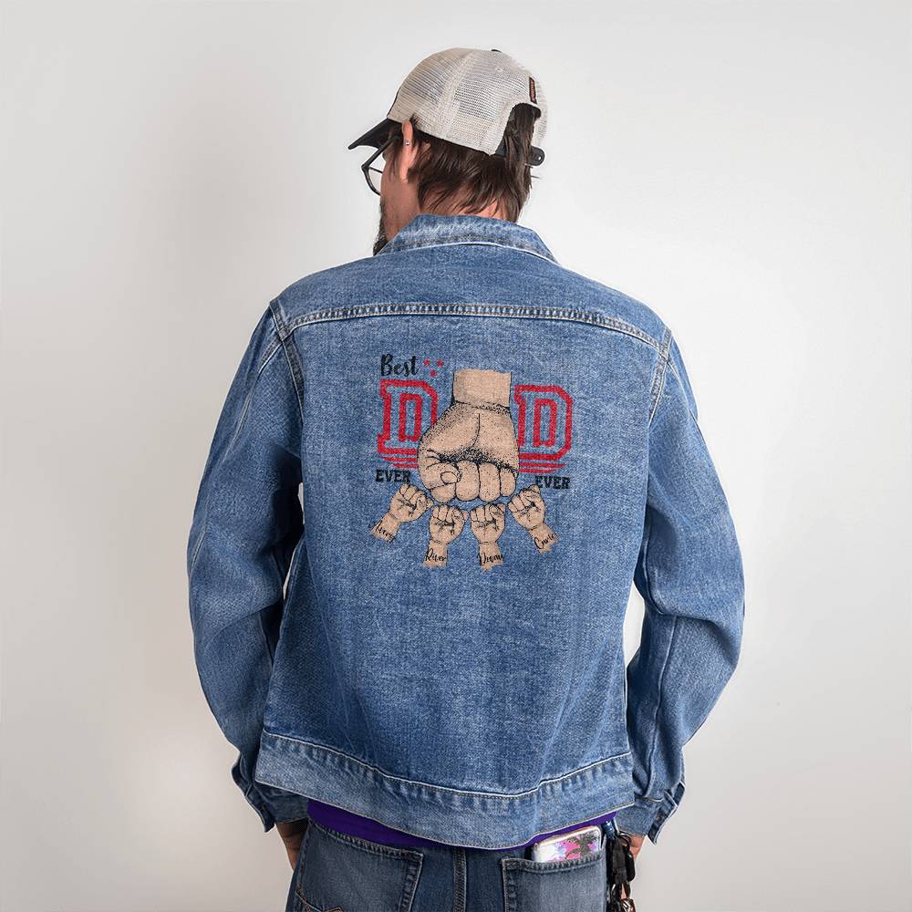 Custom Best Dad Ever Fist Bump Men's DTG Denim Jacket