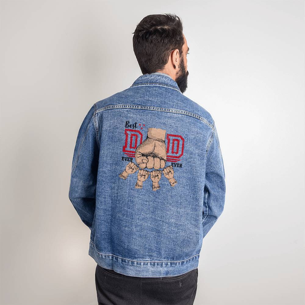 Custom Best Dad Ever Fist Bump Men's DTG Denim Jacket