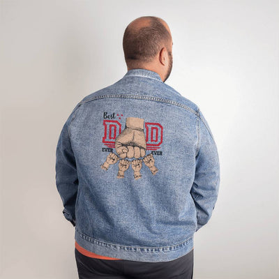 Custom Best Dad Ever Fist Bump Men's DTG Denim Jacket