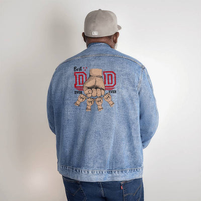 Custom Best Dad Ever Fist Bump Men's DTG Denim Jacket