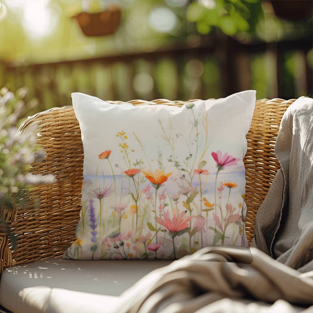 Wildflower Beach Outdoor Throw Pillow