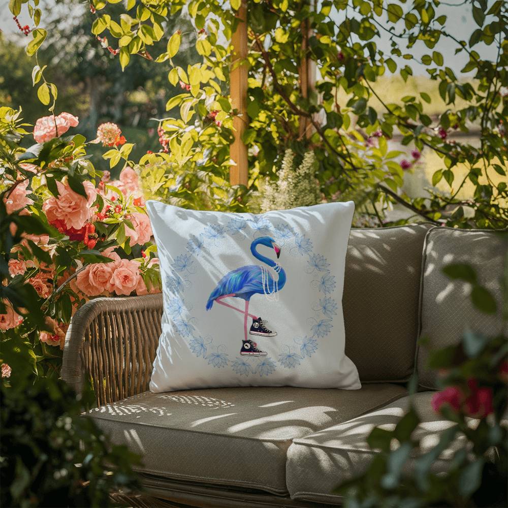 Flamingo Chucks & Pearls Kamala Election Outdoor Pillow