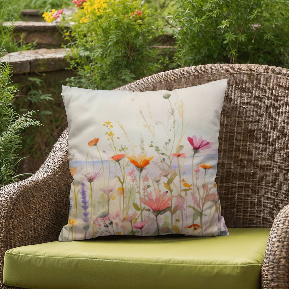 Wildflower Beach Outdoor Throw Pillow