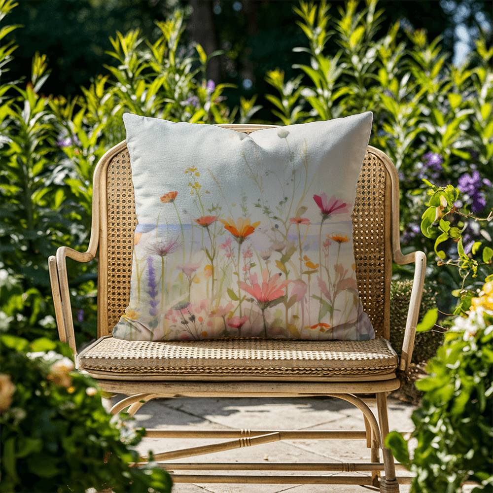 Wildflower Beach Outdoor Throw Pillow