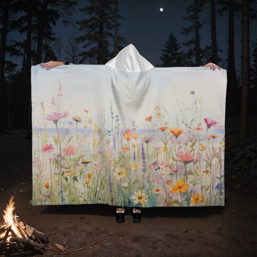 Wildflower Hooded Sherpa Fleece Blanket