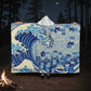 Harris Walz 2024 Election Cat Blue Wave Hooded Sherpa Fleece Blanket