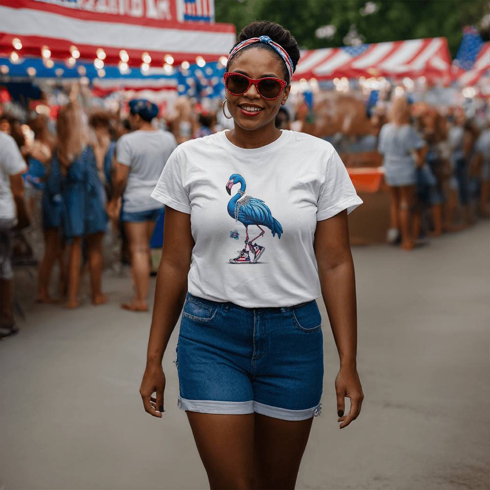 Flamingo Wearing Chucks & Pearls Election Bella + Canvas Jersey Tee