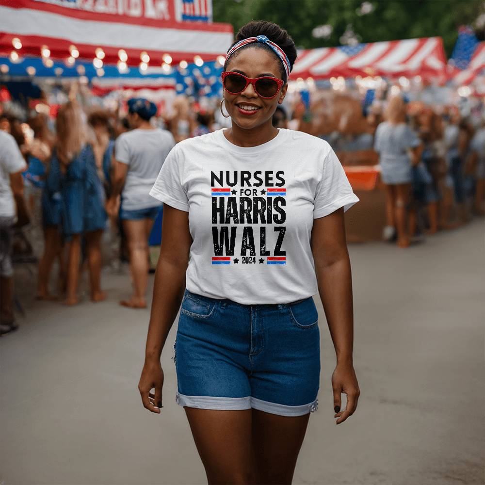 Nurses For Harris Walz Election Bella + Canvas Jersey Tee