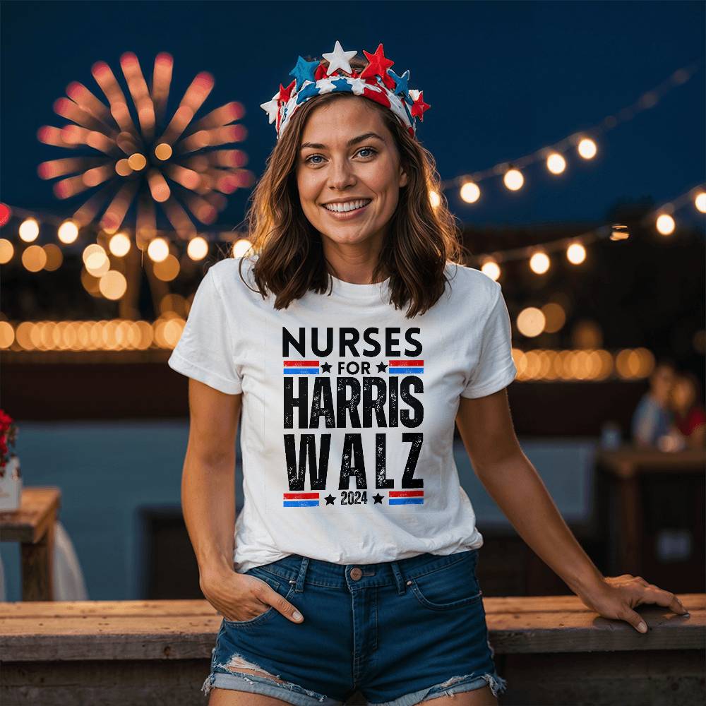 Nurses For Harris Walz Election Bella + Canvas Jersey Tee