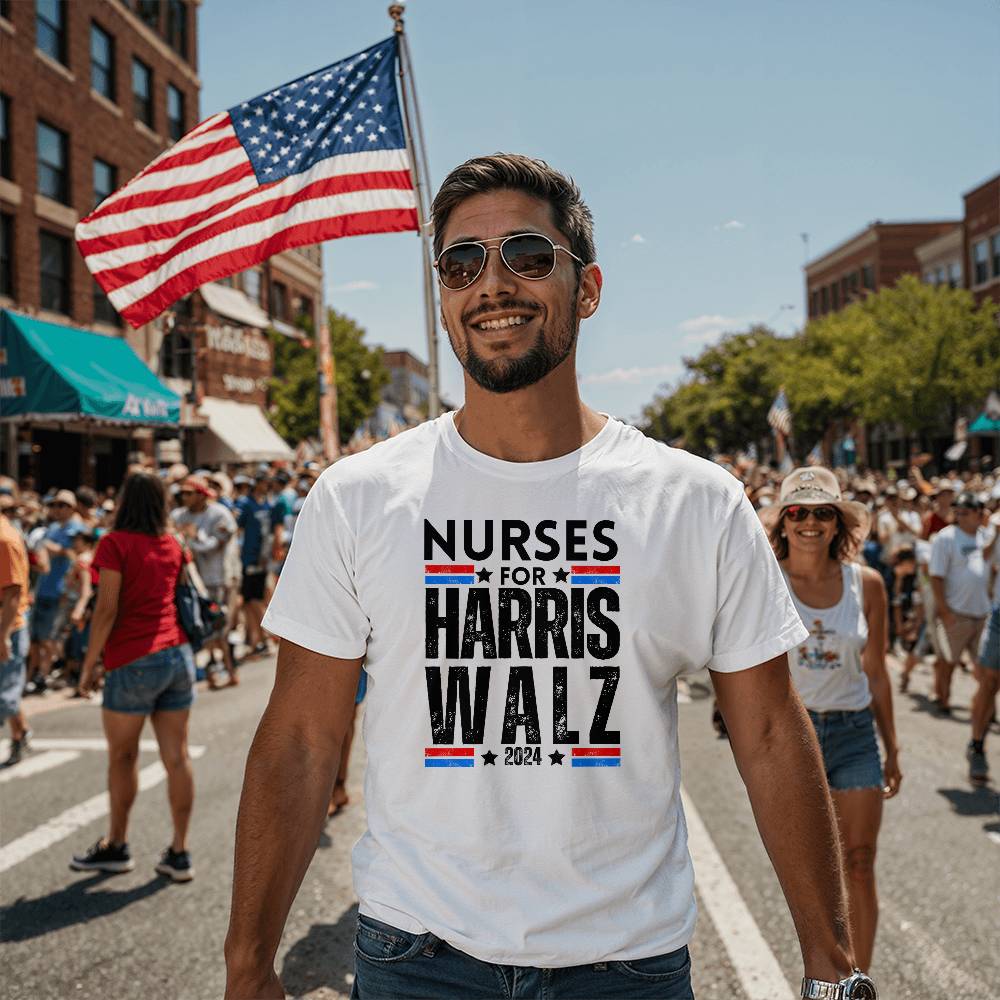 Nurses For Harris Walz Election Bella + Canvas Jersey Tee