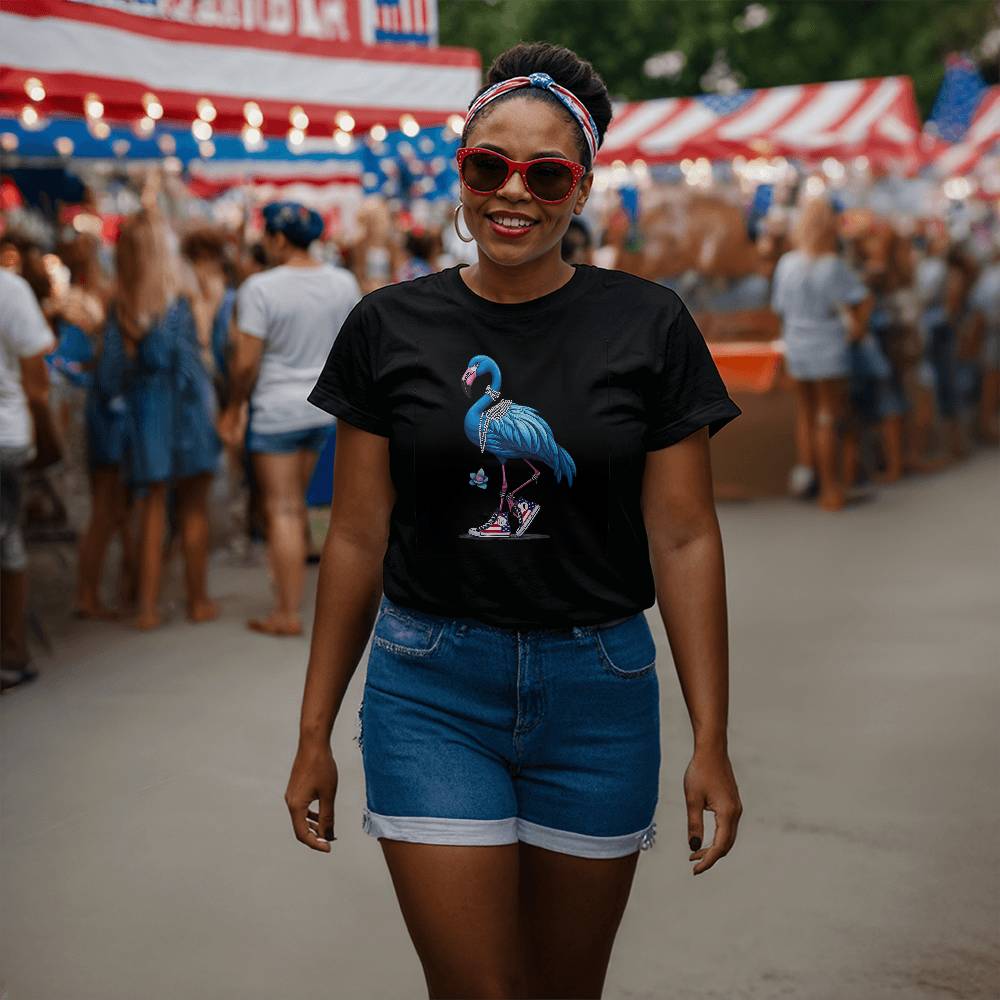 Flamingo Wearing Chucks & Pearls Election Bella + Canvas Jersey Tee