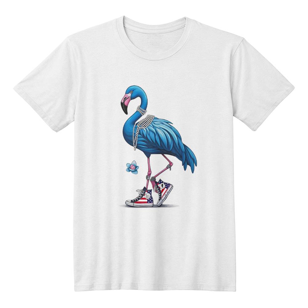 Flamingo Wearing Chucks & Pearls Election Bella + Canvas Jersey Tee