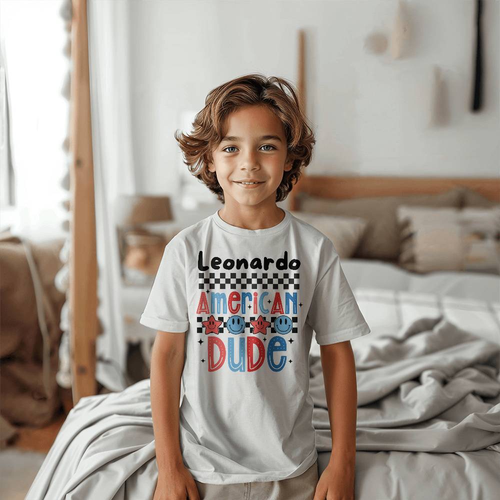 Personalized American Dude Youth T-Shirt Jersey Tee Bella + Canvas