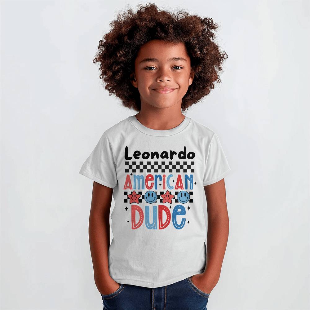 Personalized American Dude Youth T-Shirt Jersey Tee Bella + Canvas