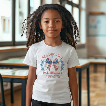 Good Girl Loves Her Mama And America Too Youth T-Shirt Bella + Canvas