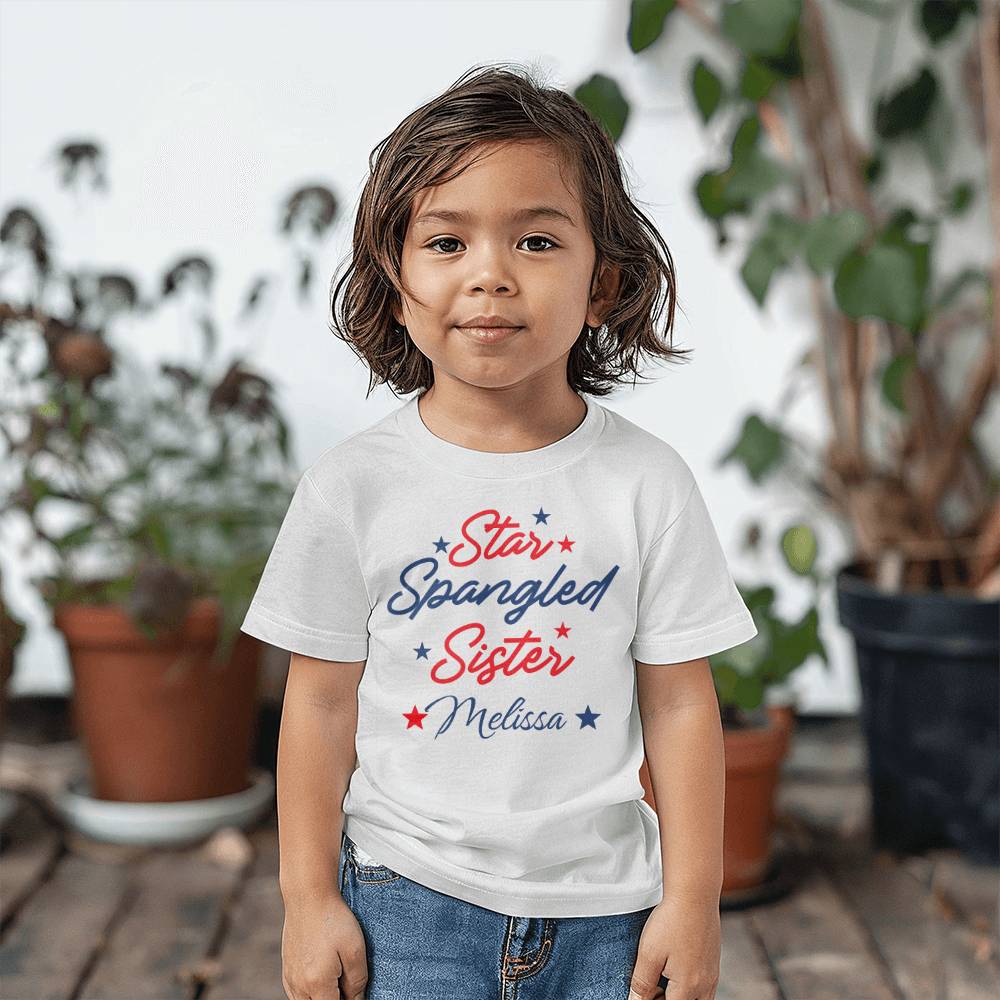 Personalized Star Spangled Sister Toddler T-Shirt Bella + Canvas