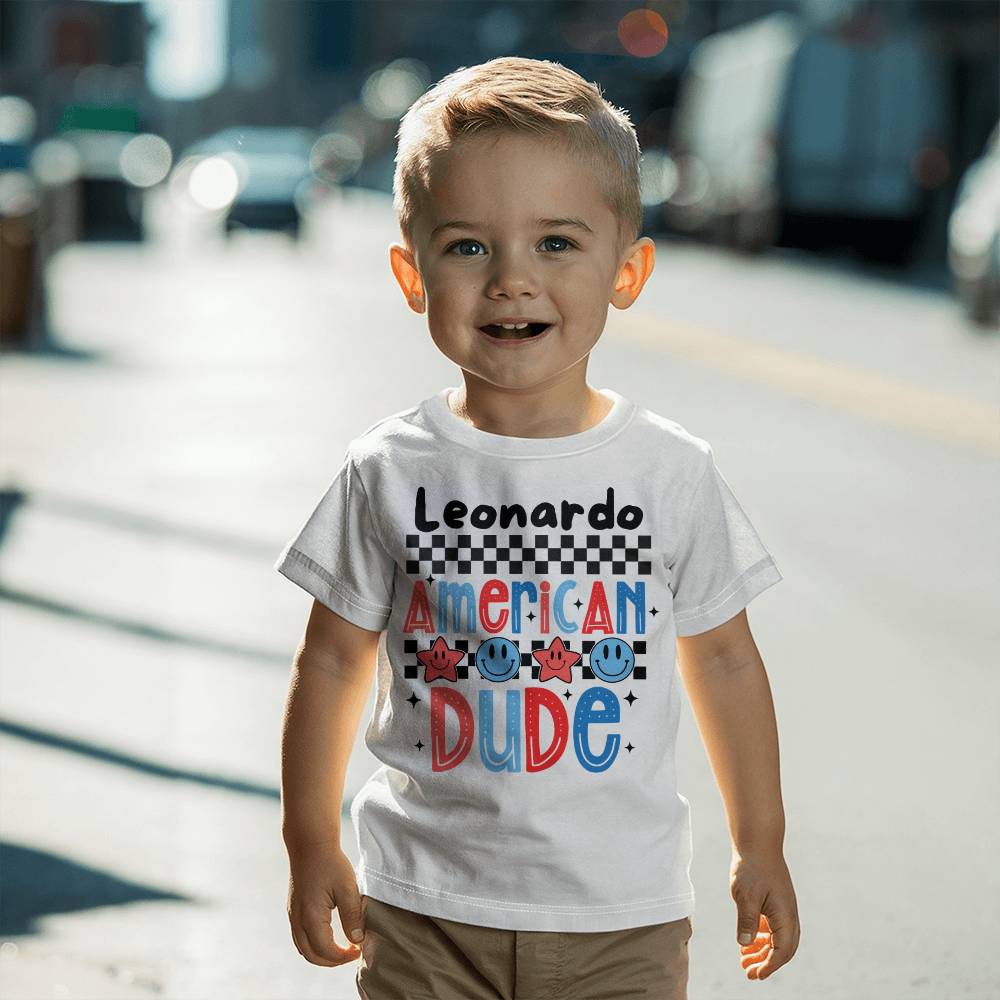 Personalized American Dude Toddler T-Shirt Jersey Tee Bella + Canvas