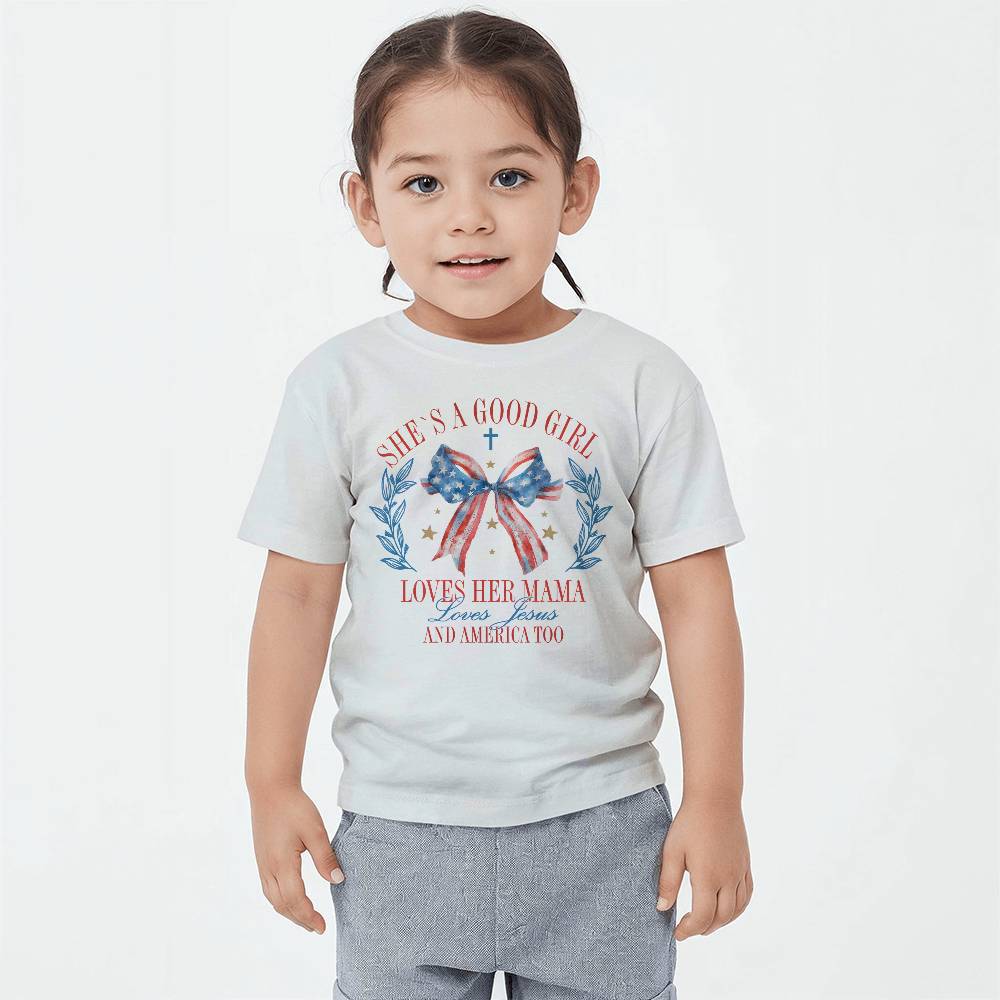 Good Girl Loves Her Mama And America Too Toddle Jersey Tee Bella + Canvas