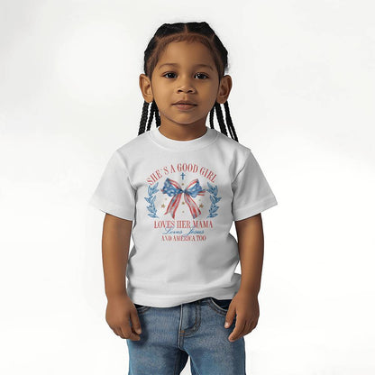 Good Girl Loves Her Mama And America Too Toddle Jersey Tee Bella + Canvas