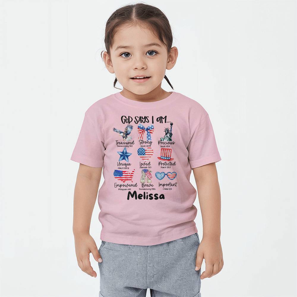 Personalized God Says I Am Toddler T-Shirt Bella + Canvas