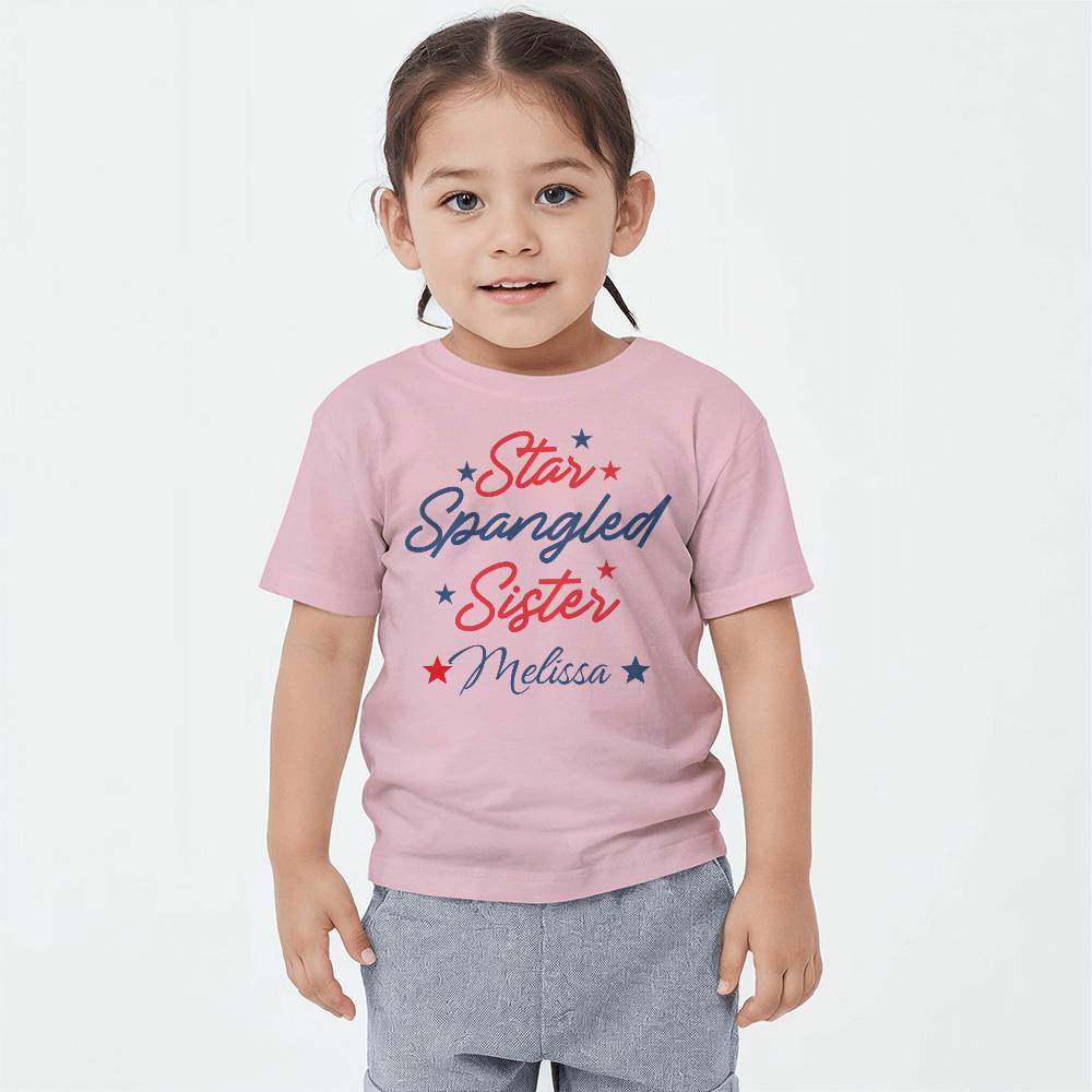 Personalized Star Spangled Sister Toddler T-Shirt Bella + Canvas