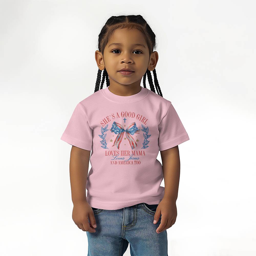 Good Girl Loves Her Mama And America Too Toddle Jersey Tee Bella + Canvas