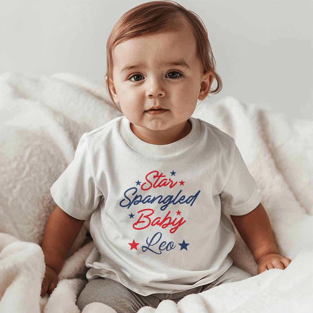 Personalized Star Spangled Baby Jersey Tee Bella + Canvas