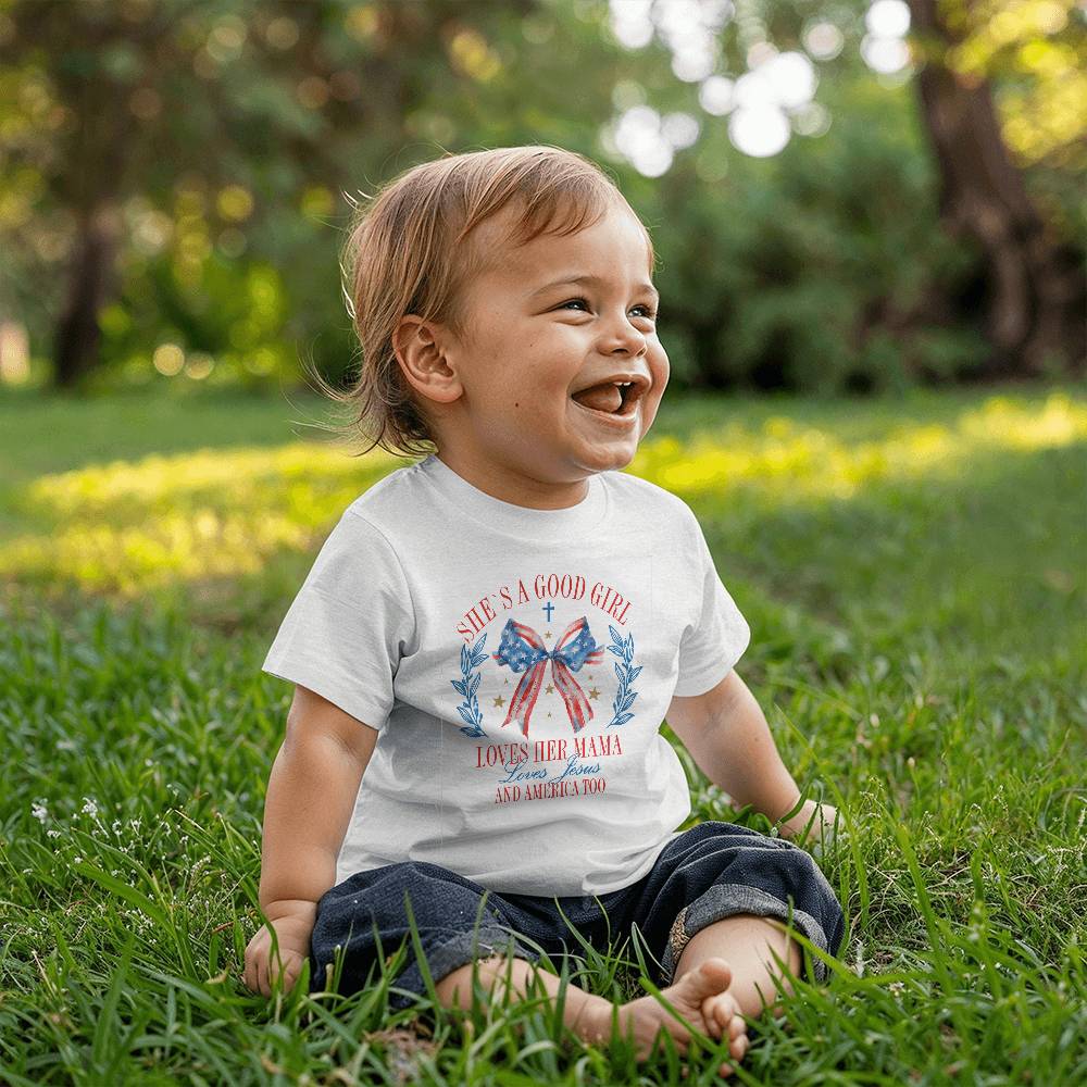 Good Girl Loves Her Mama And America Too Baby Jersey Tee Bella + Canvas