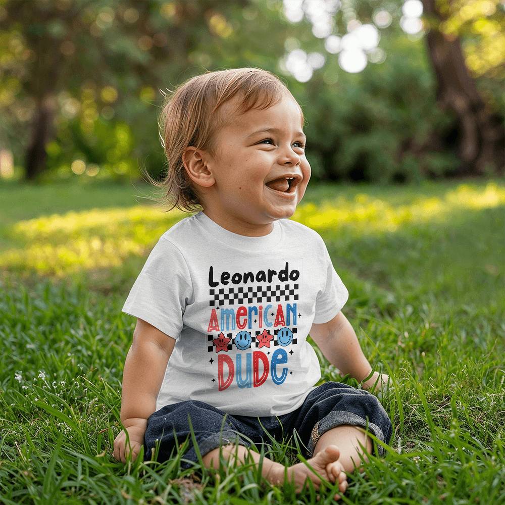 Personalized American Dude Baby Jersey Tee Bella + Canvas